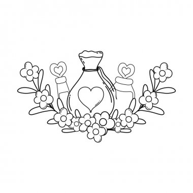 love powder potion bag and bottles clipart