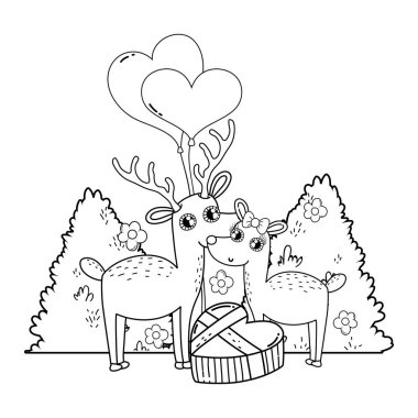 kalpleri balonlar helyum ile sevimli aşk reindeer çift