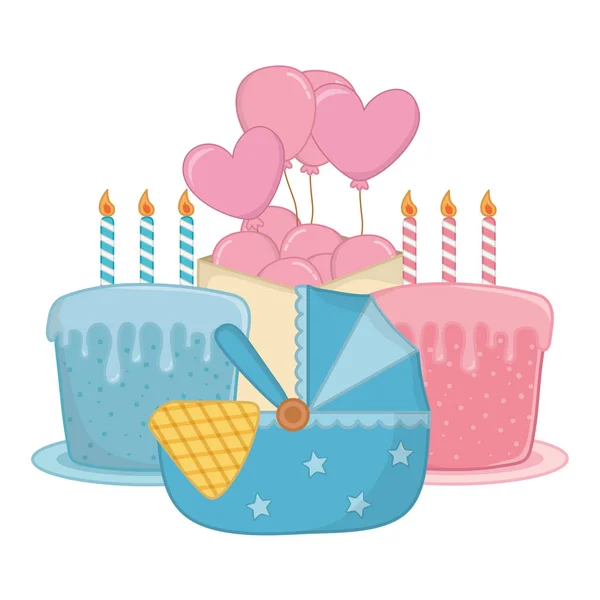 Berceau avec gâteau d'anniversaire — Image vectorielle