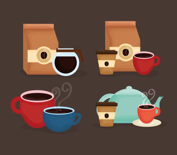 Delicious coffee and tea time icons — Stock Vector