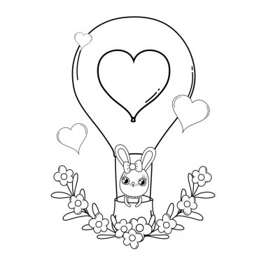 balon hava sıcak sevgililer günü uçan sevimli tavşan kız