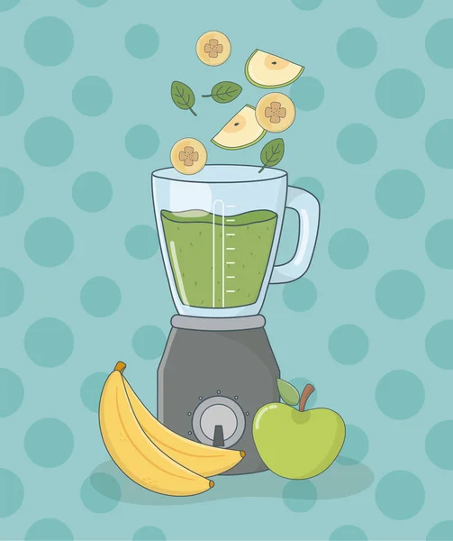 Mixer med frukt hälsosam förberedelse — Stock vektor