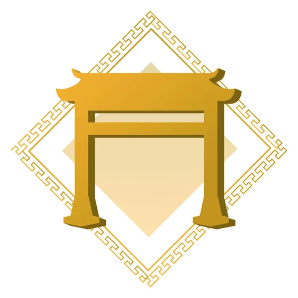 Puerta de oro chino — Vector de stock