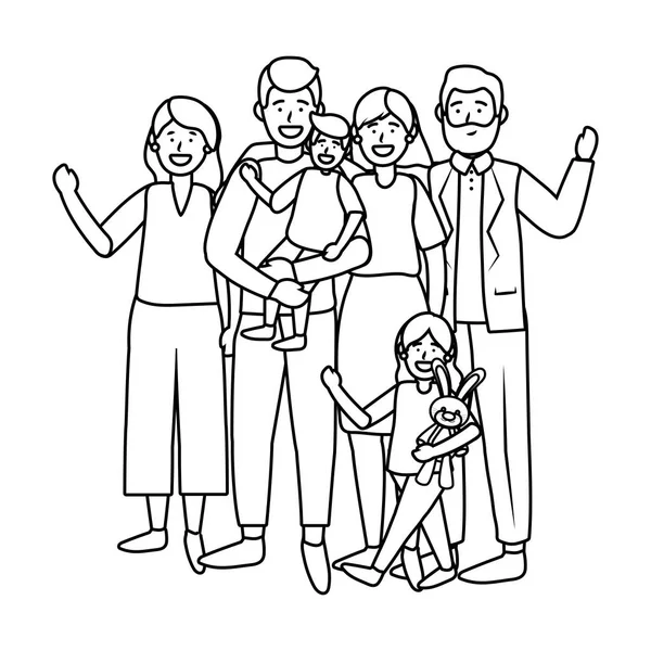 Familia avatar personaje de dibujos animados — Vector de stock