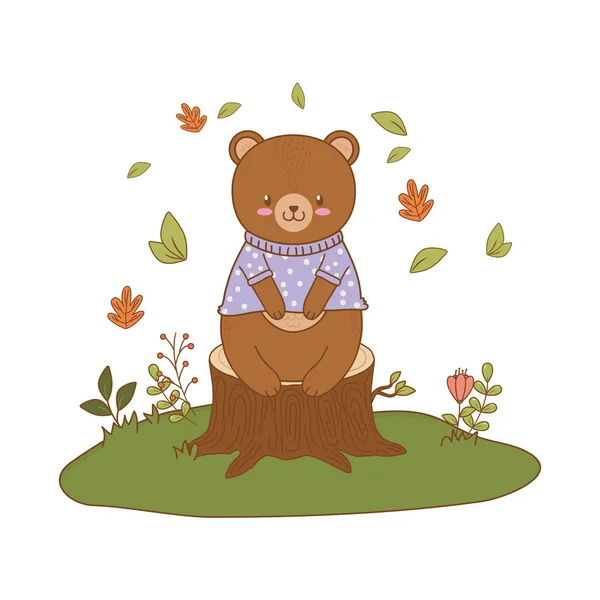 Urso bonito personagem floresta — Vetor de Stock