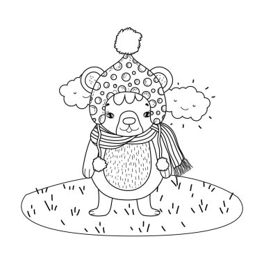 Kampta şapka ile sevimli küçük ayı