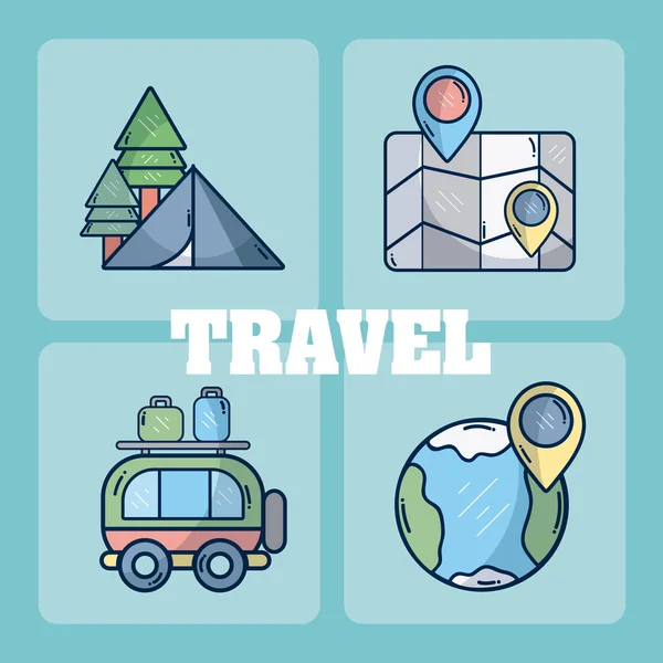 Set of travel cards — Stock Vector