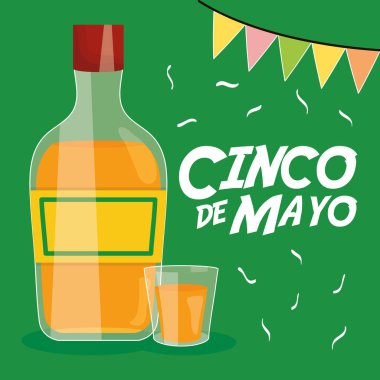 tekila şişesi ile cinco de mayo kutlama