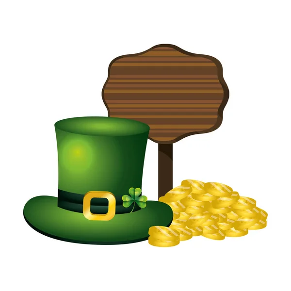 Leprechaun chapeau trèfle signe — Image vectorielle