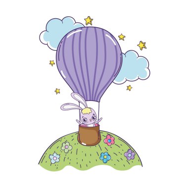 balon hava sıcak sevgililer günü uçan sevimli tavşan