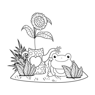 manzara karakteri sevimli kurbağa