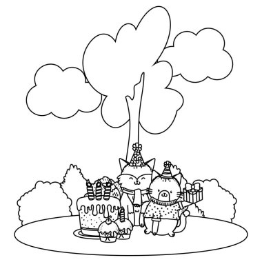 Sevimli güzel hayvanlar karikatür