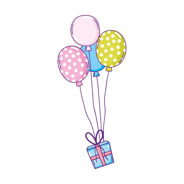 Party balloons helium with gifts — Stock Vector