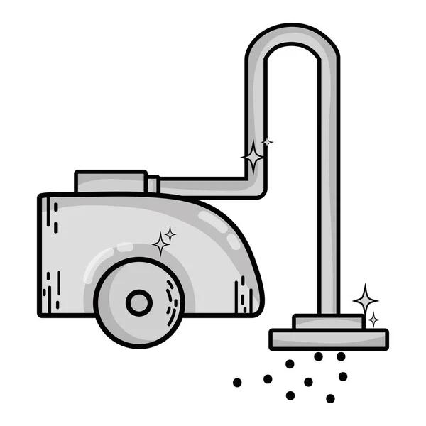 Fekete-fehér vákuum tisztaság gép elektromos berendezések — Stock Vector