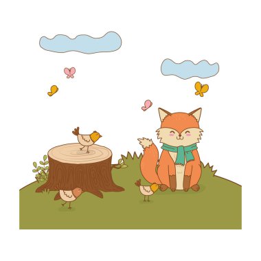 alan ormanlık karakter sevimli tilki