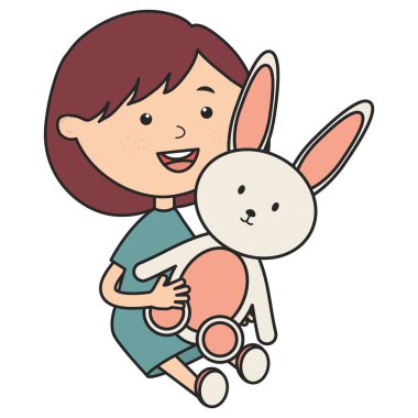 tavşan dolması ile sevimli küçük kız