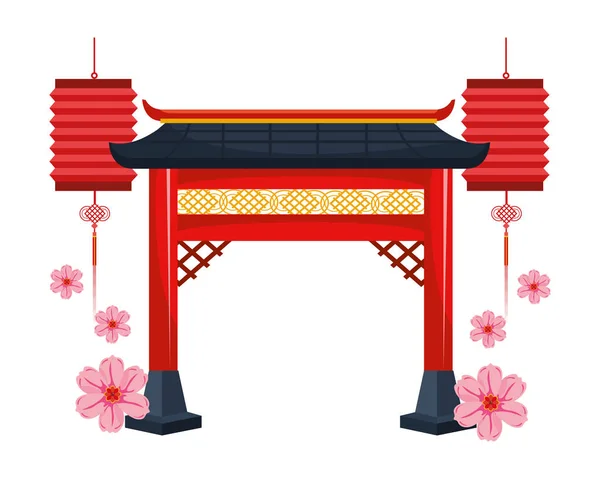 Porte rouge chinoise — Image vectorielle