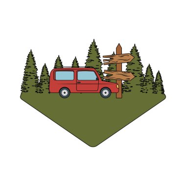 ahşap ok Kılavuzu etiket çam ağaçları ile