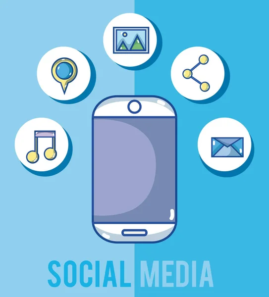 Smartphone e social media — Vettoriale Stock