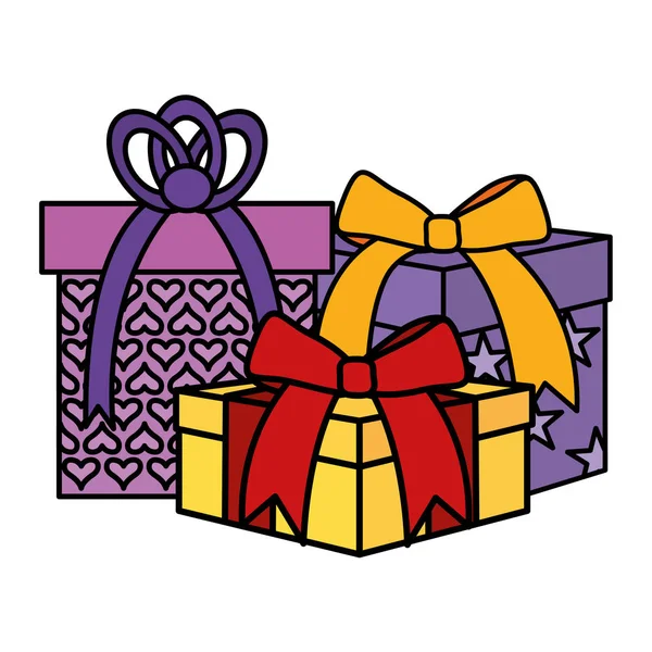 Party gifts boxes presents — Stock Vector