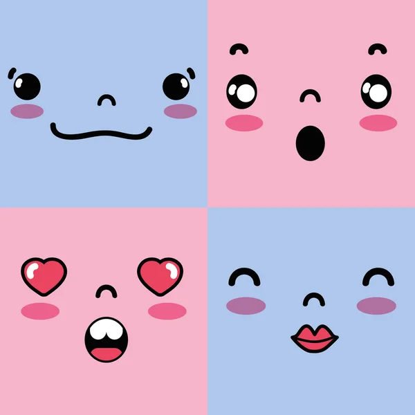 set emotion emoji character faces message
