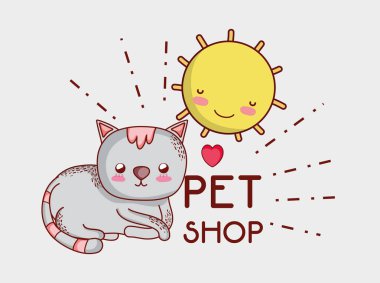 Güneşli gün doodle karikatür Kedi