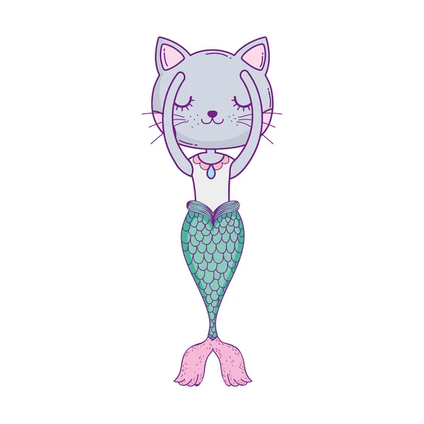 Cute purrmaid fairytale character — Stock Vector