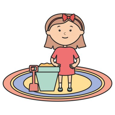 kum kova ile oynayan sevimli küçük kız