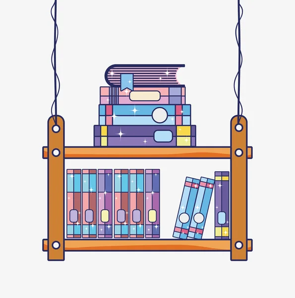 Bibliothèque en bois dessin animé — Image vectorielle