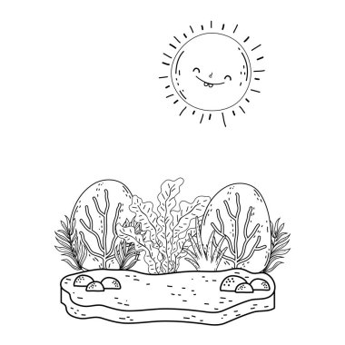 Güneş ve bush sahne ile güzel manzara