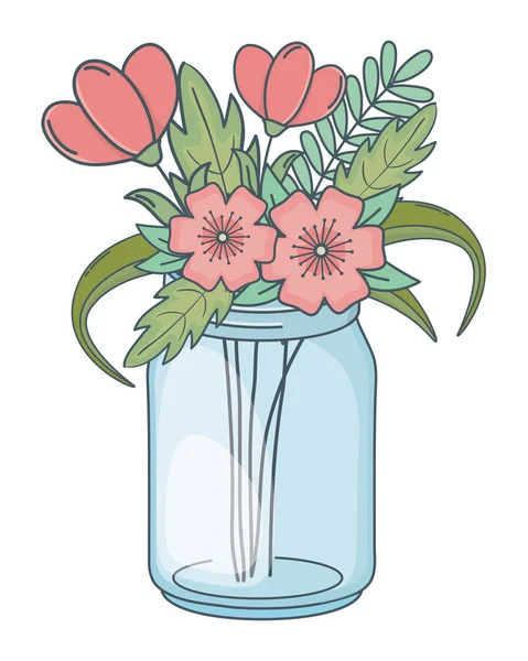 Beautiful nature flowers cartoon — Stock Vector