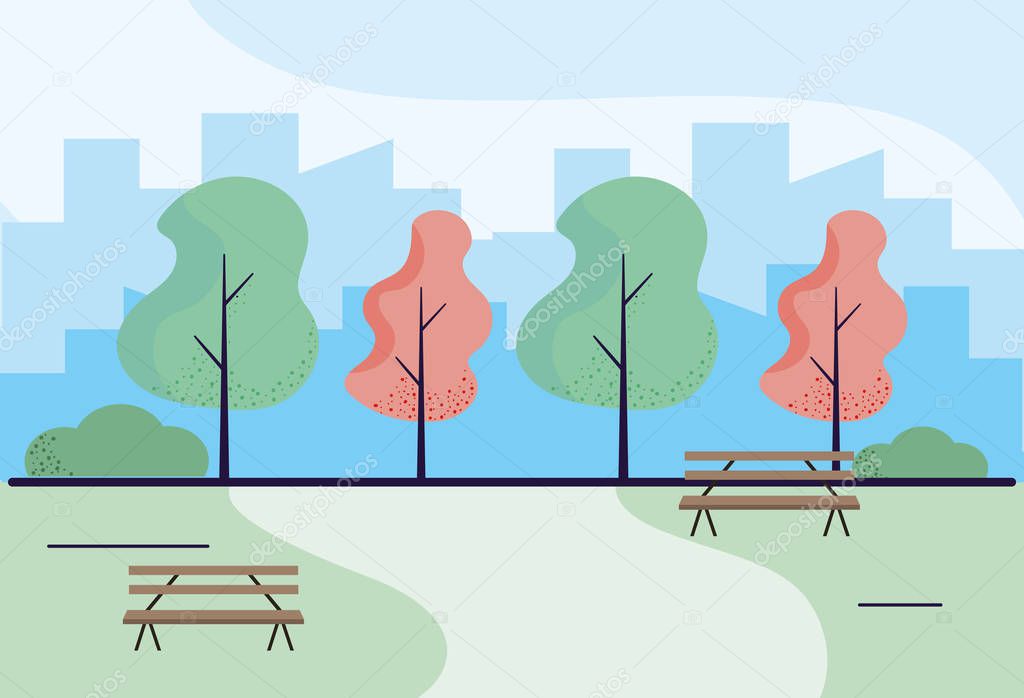 Wooden park benches craft