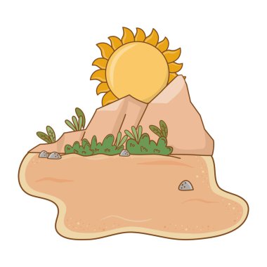 Kayalar ve güneş manzarası ile Çöl