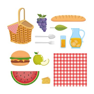 masa örtüsü ve gıda atıştırmalık ile hamper seti