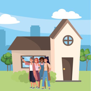 Evin ön veranda arka planda Milenyum grubu