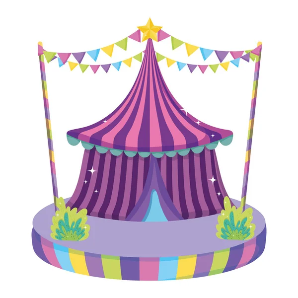 Lindo circo carpa icono — Vector de stock