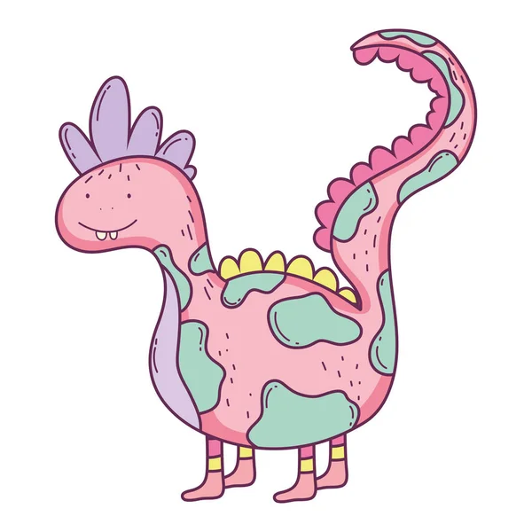 Karakter ikon dinosaurus lucu - Stok Vektor