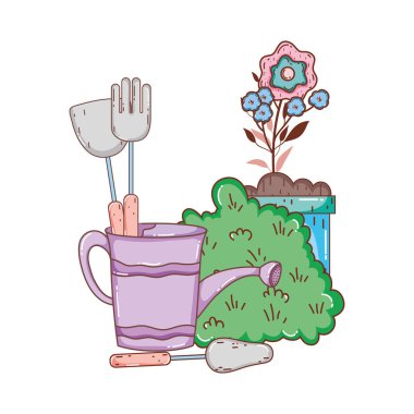 Bahçıvan yapraklarla ve çiçekler ile yağmurlama duş