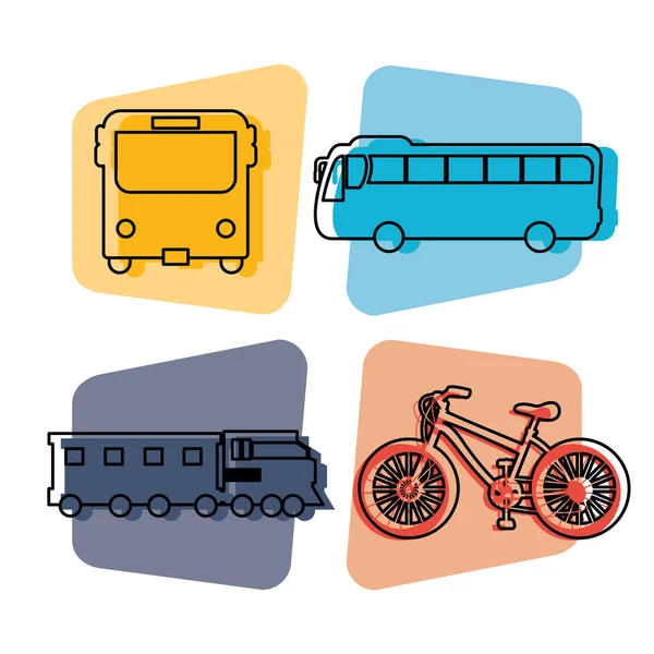 Public transport vehicles icons — Stock Vector