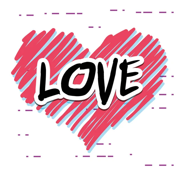 Дизайн сердца с украшением любовного послания — стоковый вектор