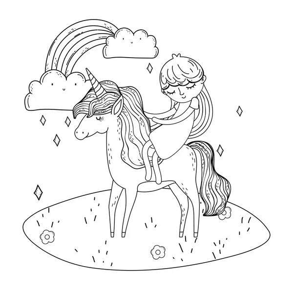 manzara Prenses ile güzel küçük Unicorn