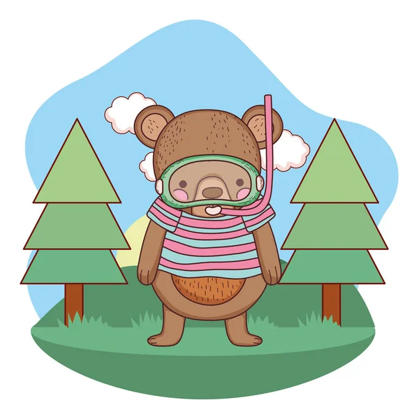 Милый медвежонок с рубашкой и трубкой — стоковый вектор