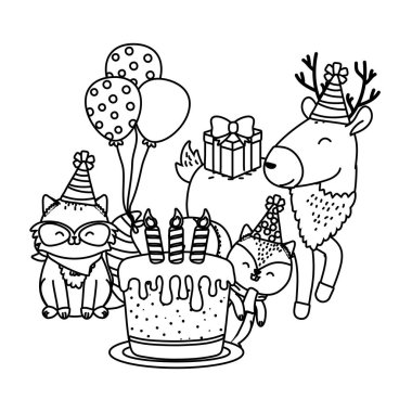 Sevimli güzel hayvanlar karikatür