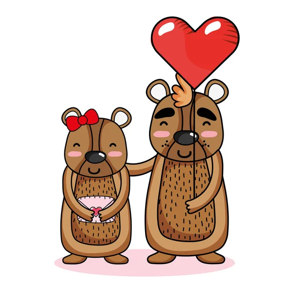 Liefde en dieren cartoons — Stockvector