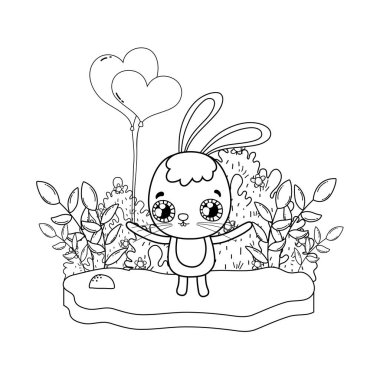 balon helyum Sevgililer günü ile sevimli tavşan