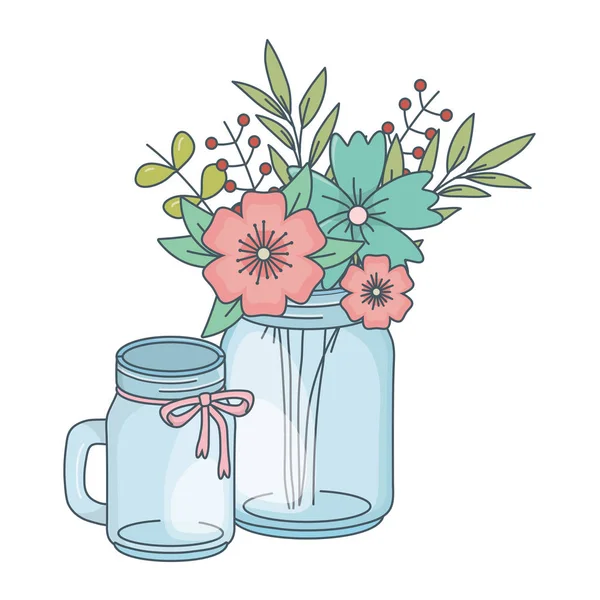 Bloemen natuur bloemen cartoon — Stockvector