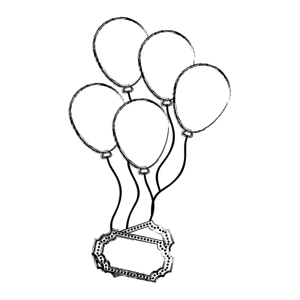 Grunge Party Luftballons Dekoration mit Karnevalstickets — Stockvektor