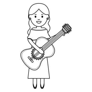 gitar çalan güzel meksikalı kadın