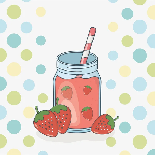 Φρούτα χυμό φράουλα σε κατσαρόλα με άχυρο — Διανυσματικό Αρχείο