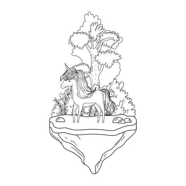 Красивий маленький єдиноріг в ландшафті — стоковий вектор